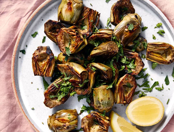 Roasted Baby Artichokes with Parsley and Mint