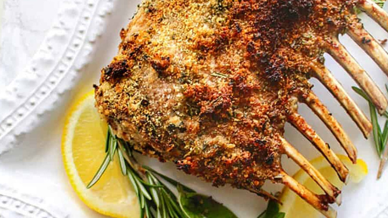 Herb Crusted Rack of Lamb with Blackberry Balsamic Sauce