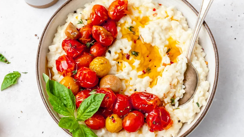 Goat Cheese Risotto with Cherry Tomato Confit